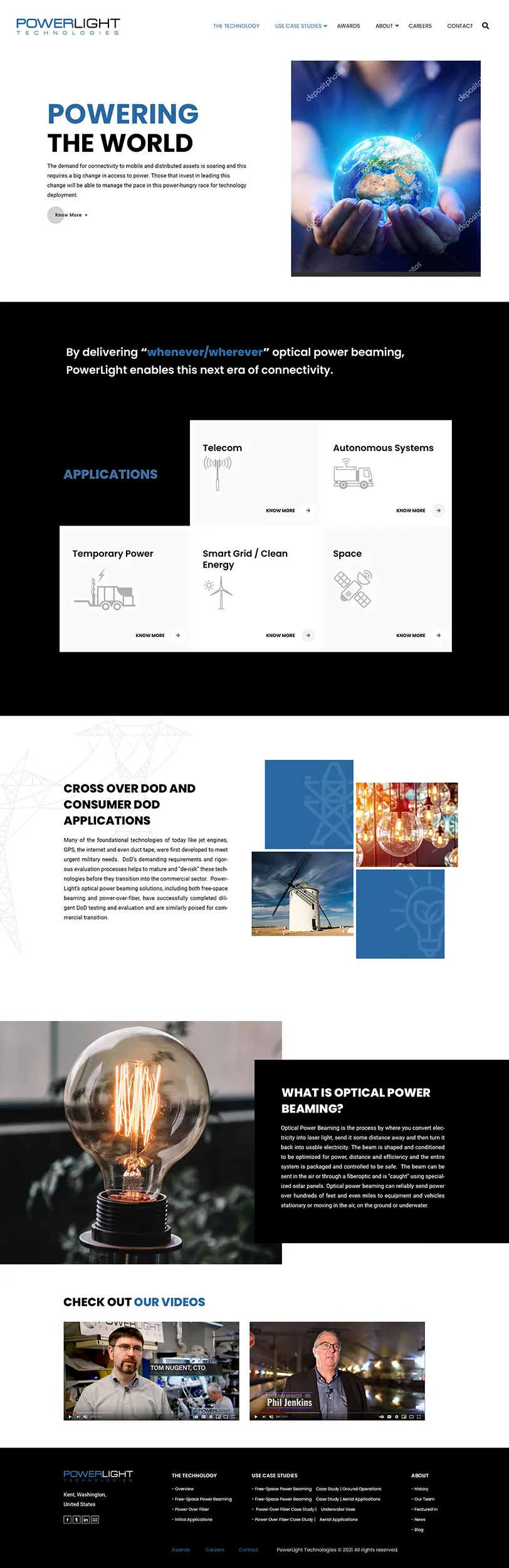 PowerLight Technologies power beaming website design