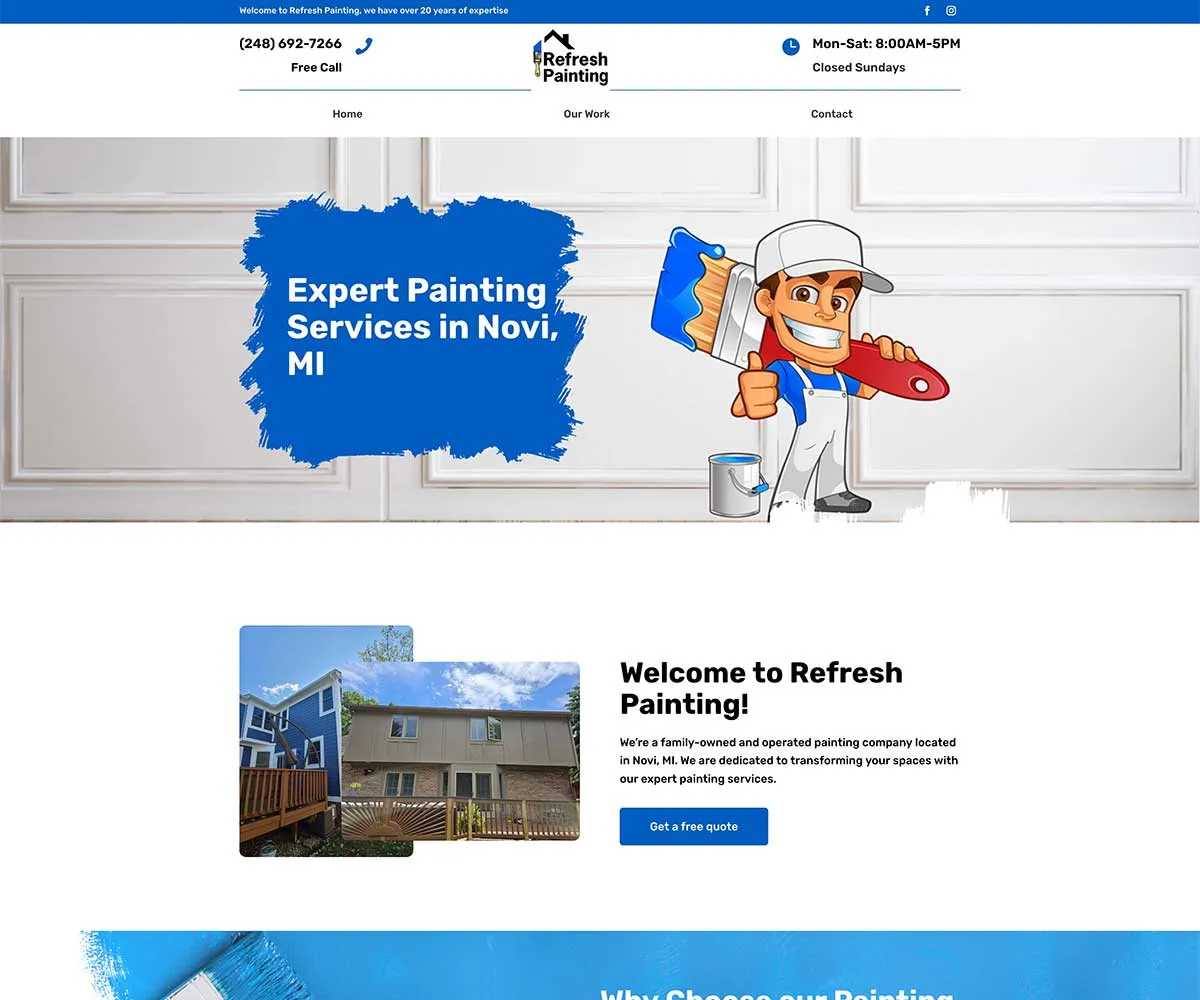 Refresh Painting Novi Michigan website design