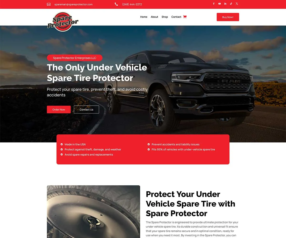 SpareProtector automotive ecommerce website design