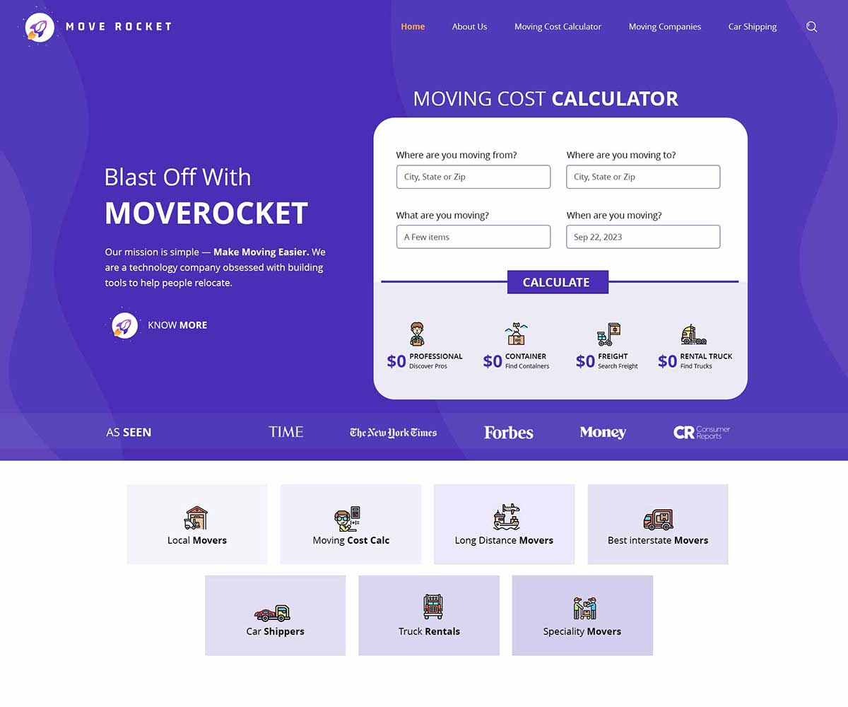move rocket website design
